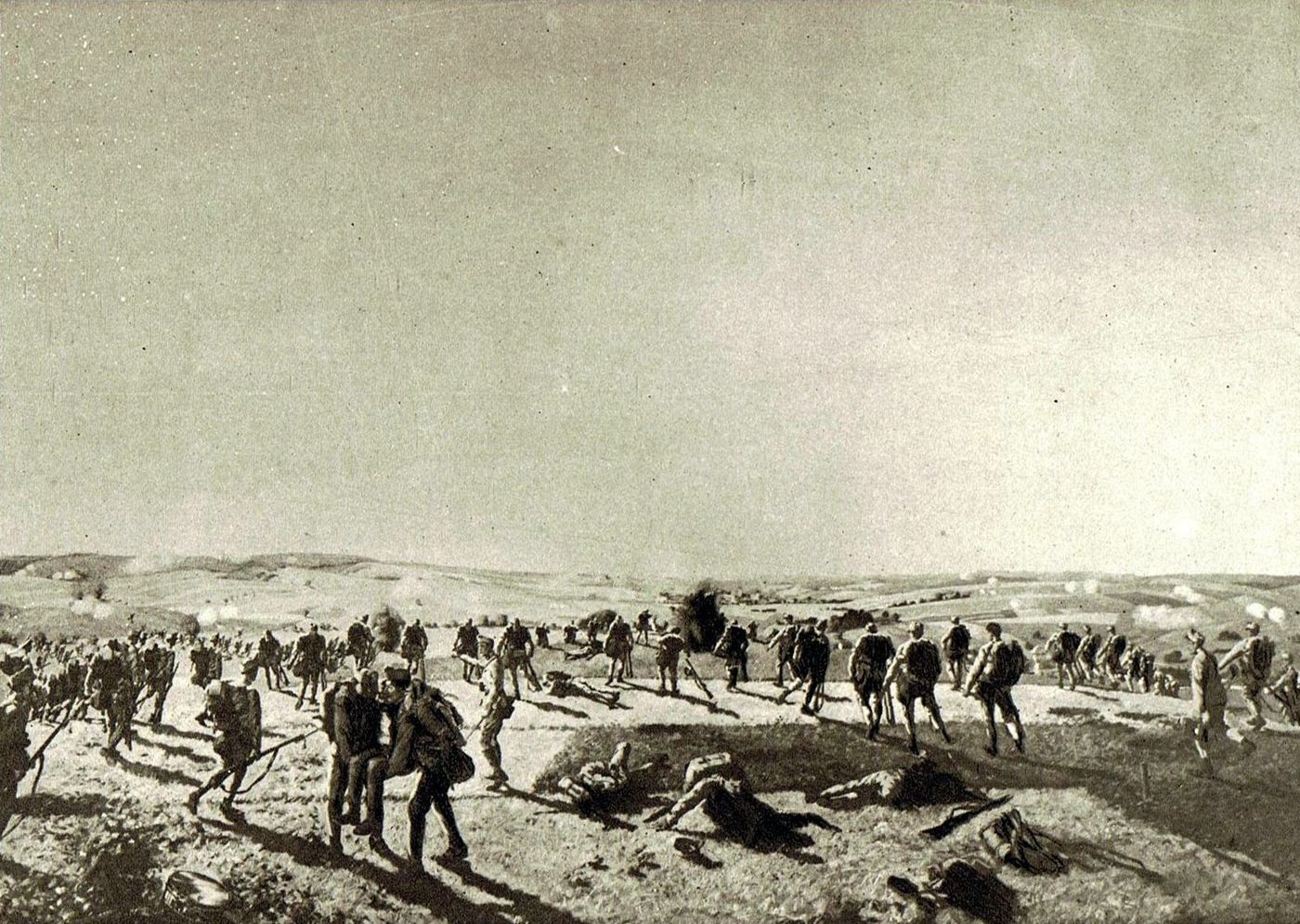 Regimentul în bătălia de la Rohatyn, 30 august 1914. Planșă din albumul 61 in Waffen.
